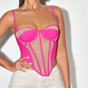 Pink and Mesh Corset Top